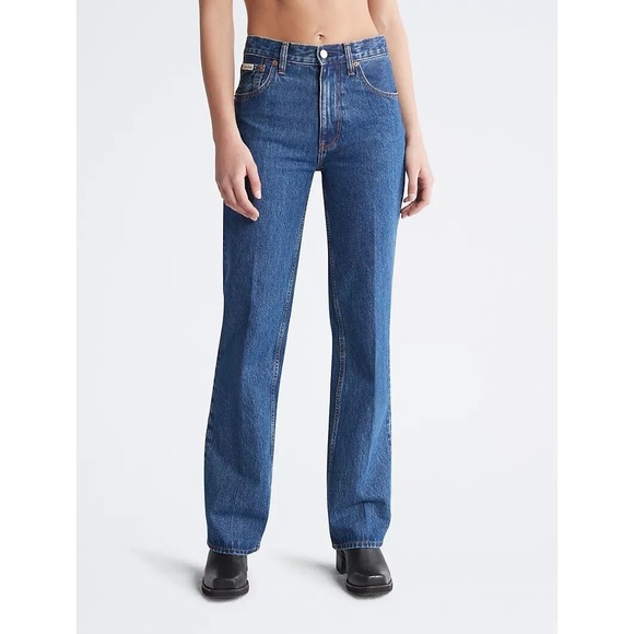 CALVIN KLEIN WOMENS BOOTCUT JEANS DARK SANDBLAST SIZE 10 Blue - Picture 1 of 9